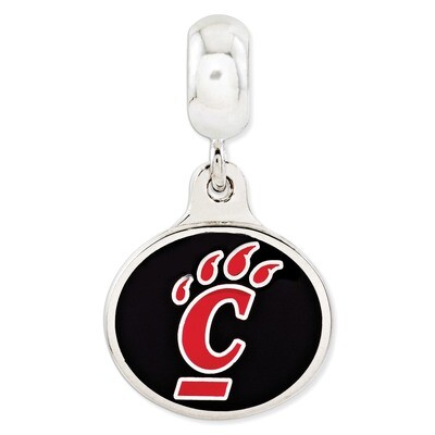 University of Cincinnati Collegiate Enameled Dangle Bead Sterling Silver QRS3077