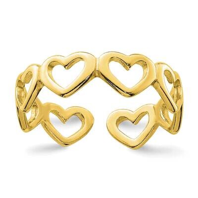 Cut-Out Hearts Toe Ring Sterling Silver Gold-Tone QR830GP, MPN: QR830GP, 191101783203
