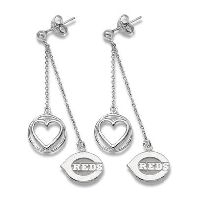 CINCINNATI REDS C REDS 7/16 BELOVED HEART EARRINGS Sterling Silver RDS013BLERD-SS, MPN: RDS013BLERD…