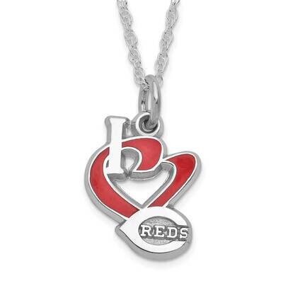 MLB I Heart Cincinnati Reds Enameled Necklace Sterling Silver RDS023ECHN-SS, MPN: RDS023ECHN-SS, 63…