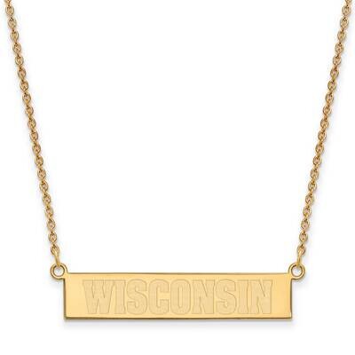 University of Wisconsin Small Bar Necklace Gold-plated Sterling Silver GP099UWI-18, MPN: GP099UWI-1…