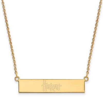 University of Nebraska Small Bar Necklace Gold-plated Sterling Silver GP098UNE-18, MPN: GP098UNE-18…
