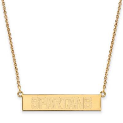 Michigan State University Small Bar Necklace Gold-plated Sterling Silver GP079MIS-18, MPN: GP079MIS…