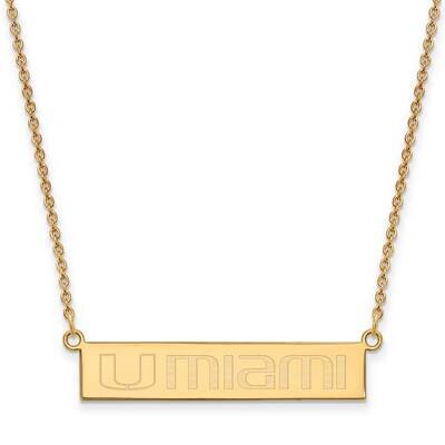 University of Miami Florida Small Bar Necklace Gold-plated Sterling Silver GP071UMF-18, MPN: GP071U…