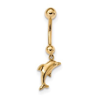 Dolphin Dangle Belly Ring 14k Gold BD144, MPN: BD144, 883957953960