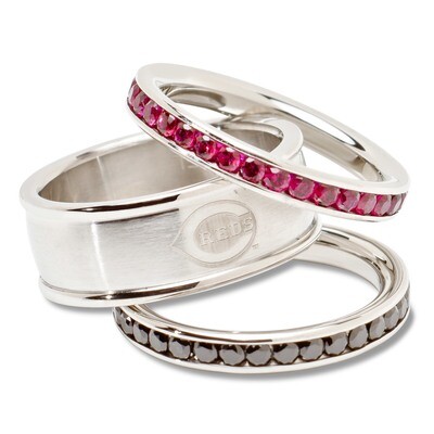 Cincinnati Reds Team Logo Ring Set Size 6 Crystal Stacked RDS035CR-SZ6