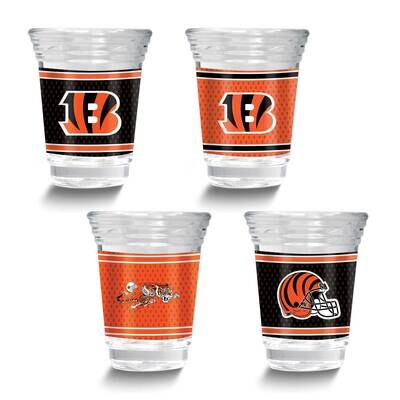 NFL Cincinnati Bengals 4-piece Shot Glass Set GM26125-BEN, MPN: GM26125-BEN, 737538033308