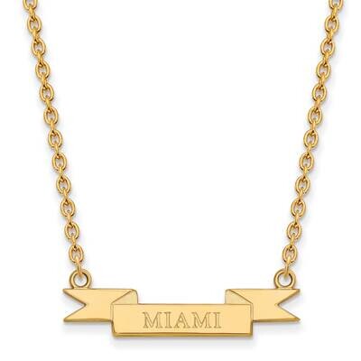 Miami University Small Banner Pendant with Necklace Gold-plated Sterling Silver GP040MU-18, MPN: GP…