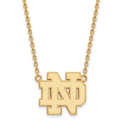 University of Notre Dame Large Pendant with Necklace Gold-plated Sterling Silver GP016UND-18, MPN: …