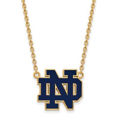 University of Notre Dame Large Pendant with Necklace Gold-plated Sterling Silver GP017UND-18, MPN: …