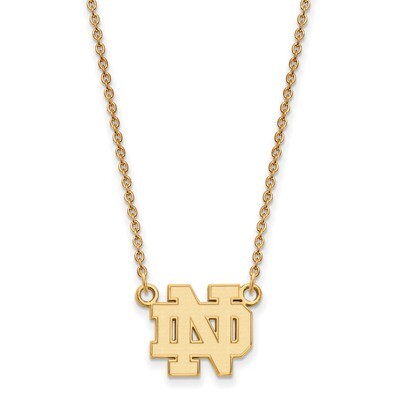 University of Notre Dame Small Pendant with Necklace Gold-plated Sterling Silver GP015UND-18, MPN: …