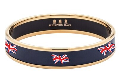 Halcyon Days 1cm The Union Jack Navy Gold Small Bangle Bracelet PBTUJ1110GS, MPN: PBTUJ1110GS,