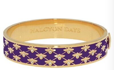 Halcyon Days 13mm Bee Sparkle Amethyst Gold -Hinged Bangle Bracelet HBBES1313G, MPN: HBBES1313G,