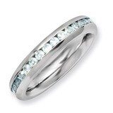 4mm December Teal Synthetic Diamond Ring - Stainless Steel SR130 by Chisel, MPN: SR130, 886774191454