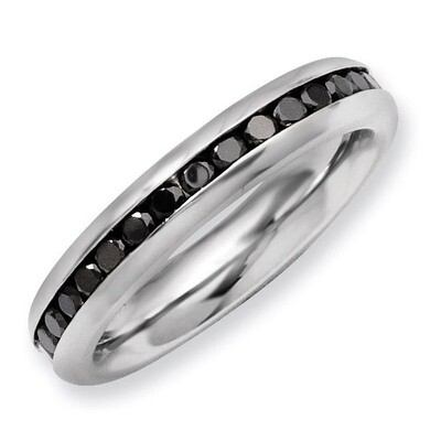4mm Black Synthetic Diamond Ring - Stainless Steel SR129 by Chisel, MPN: SR129, 886774191416