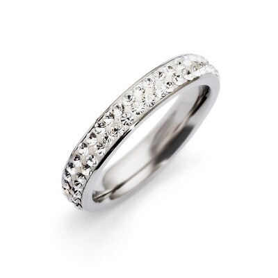 4mm Polished Crystal Ring - Stainless Steel SR261 by Chisel, MPN: SR261, 883957015392