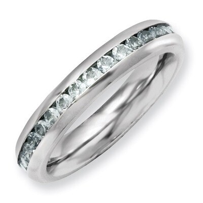 4mm March Light Blue Synthetic Diamond Ring - Stainless Steel SR135 by Chisel, MPN: SR135, 88677419…