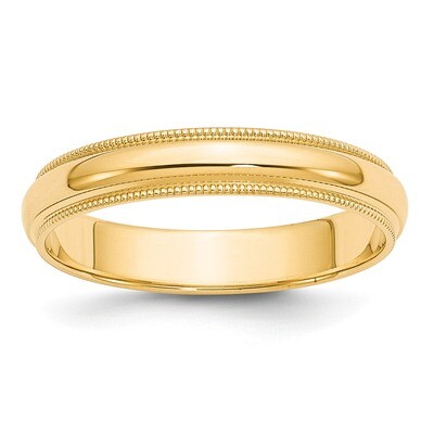 4mm Milgrain Half-Round Wedding Band 14k Gold M040 Engravable, MPN: M040, 886774301365