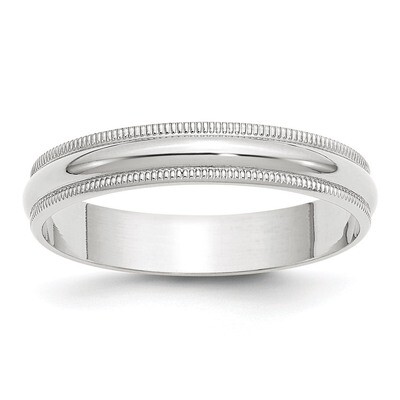 4mm Lightweight Milgrain Half Round Band 10k White Gold Engravable 1WML040-10, MPN: 1WML040-10, 886…