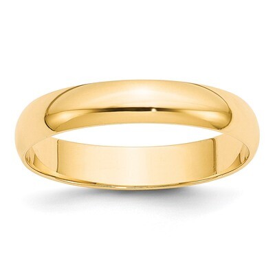 4mm Lightweight Half Round Band 14k Yellow Gold Engravable HRL040-10, MPN: HRL040-10, 886774486000