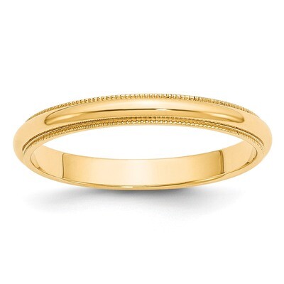 3mm Milgrain Half-Round Wedding Band 14k Gold Engravable M030-10, MPN: M030-10, 886774301150