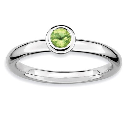 Low 4mm Round Peridot Ring - Sterling Silver QSK503, MPN: QSK503, 886774007700