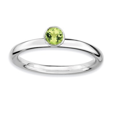 High 4mm Round Peridot Ring - Sterling Silver QSK465, MPN: QSK465, 886774018300
