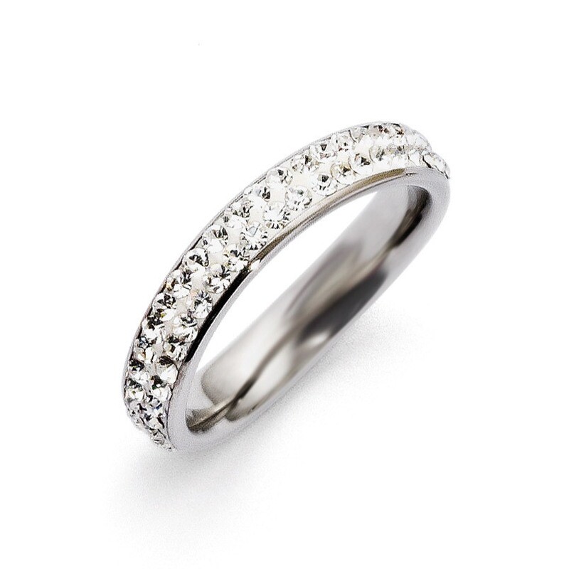 4mm Polished Crystal Wavy Ring - Stainless Steel SR264 by Chisel, MPN: SR264, 883957038667