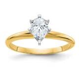 7/8ct. D E F Pure Light Pear Moissanite Solitaire Ring 14k Gold YGSH15A-12MP-9, MPN: YGSH15A-12MP-9,