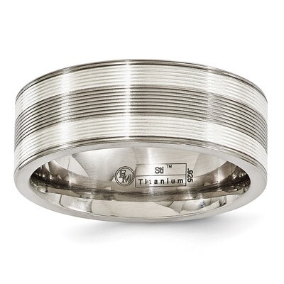 Edward Mirell Titanium with Sterling Silver Inlay Textured 8.5mm Band EMR180 by Edward Mirell, MPN:…