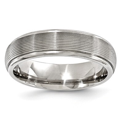 Edward Mirell Titanium Brush&amp;Polished Textured Domed 6mm Band EMR146 by Edward Mirell, MPN: EMR146,…