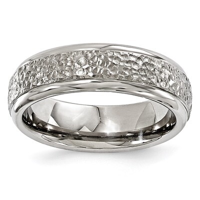 Edward Mirell Titanium Brushed &amp; Polished Hammered 7mm Band EMR154 by Edward Mirell, MPN: EMR154, 6…