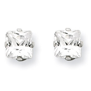 4mm Square Diamond 4 Prong Stud Earrings Sterling Silver QE7500, MPN: QE7500, 883957580517