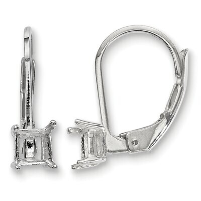 4mm Square Stone Leverback Earring Component Sterling Silver Polished SS4928, MPN: SS4928,