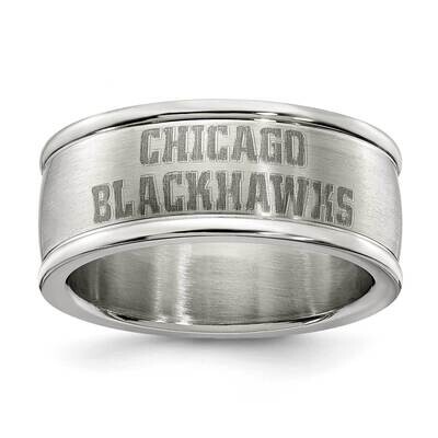 Chicago Blackhawks Logo Band Ring Stainless Steel BLA035-SZ6, MPN: BLA035, 634401864567
