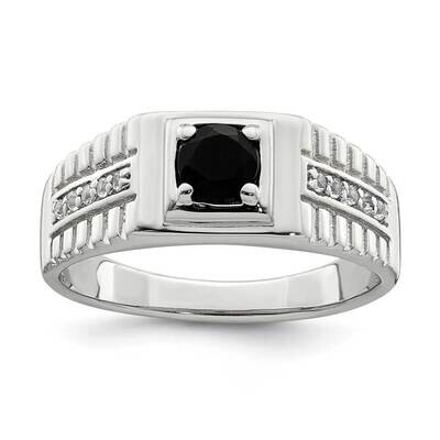 Men&#39;s Onyx and White Topaz Ring Sterling Silver QR6847, MPN: QR6847, 883957745190