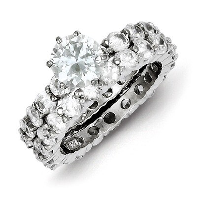 2 Piece Wedding Set Ring Sterling Silver Diamond QR1333, MPN: QR1333, 883957180700