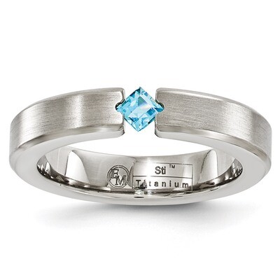 Edward Mirell Titanium Satin Blue Topaz 4mm Band EMR164 by Edward Mirell, MPN: EMR164, 886774281803