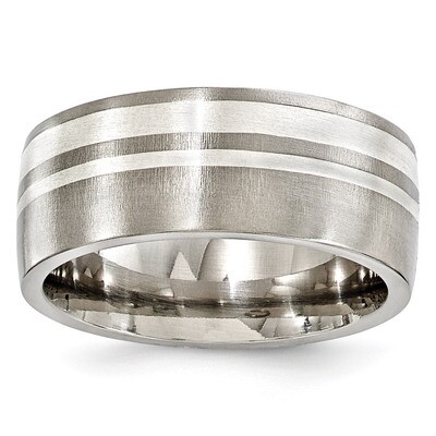 Edward Mirell Titanium &amp; Sterling Silver Brushed 9mm Band EMR266 by Edward Mirell, MPN: EMR266, 886…