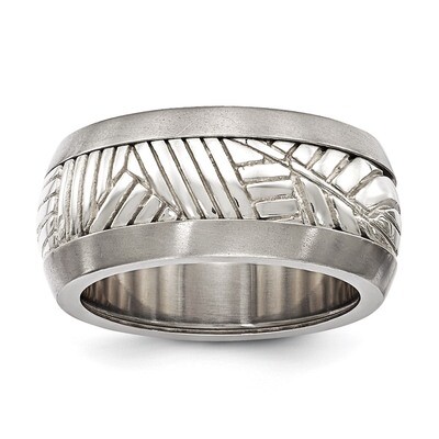 Edward Mirell Titanium &amp; Sterling Silver Inlay Polished Leaf Ring EMR297 by Edward Mirell, MPN: EMR…