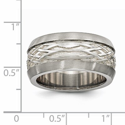 Edward Mirell Titanium &amp; Sterling Silver Inlay Polished Weave Ring EMR296 by Edward Mirell, MPN: EM…