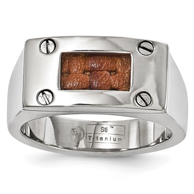 Edward Mirell Titanium Brown Leather Insert Polished Ring EMR263 by Edward Mirell, MPN: EMR263, 886…
