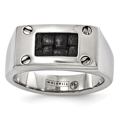 Edward Mirell Titanium Black Leather Insert Polished Ring EMR264 by Edward Mirell, MPN: EMR264, 886…