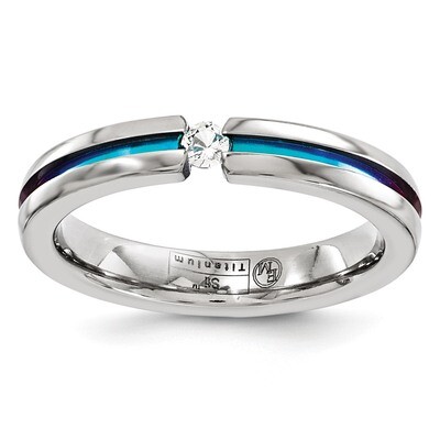 Edward Mirell Titanium White Sapphire &amp; Rainbow Anodized 4mm Band EMR158 by Edward Mirell, MPN: EMR…