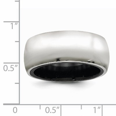 Edward Mirell Black Titanium &amp; Sterling Silver Polished Domed Ring EMR283 by Edward Mirell, MPN: EM…