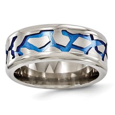 Edward Mirell Titanium Blue Anodized Brushed &amp; Polished 9mm Band EMR111 by Edward Mirell, MPN: EMR1…