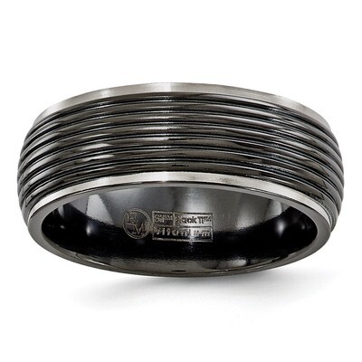 Edward Mirell Black Titanium Ribbed 8mm Band EMR122 by Edward Mirell, MPN: EMR122, 886774317830
