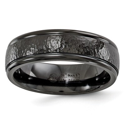 Edward Mirell Black Titanium Hammered 7mm Band EMR134 by Edward Mirell, MPN: EMR134, 614664188099