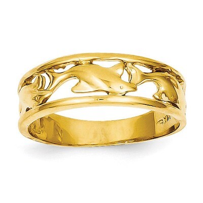 Triple Dolphin Band Ring 14k Gold K4558, MPN: K4558, 637218047765
