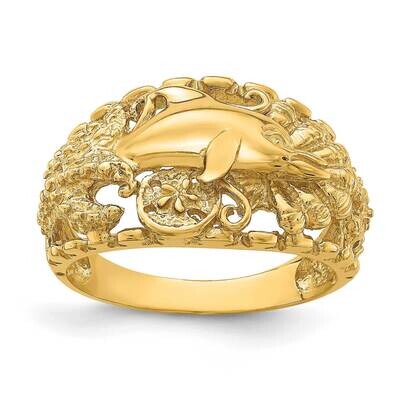 Dolphin Sand Dollar Ring 14k Gold R818, MPN: R818, 196904047187